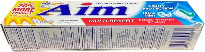 Aim Multi-Benefit Cavity Protection Gel Toothpaste Ultra Mint 5.50 oz (Pack of 11)