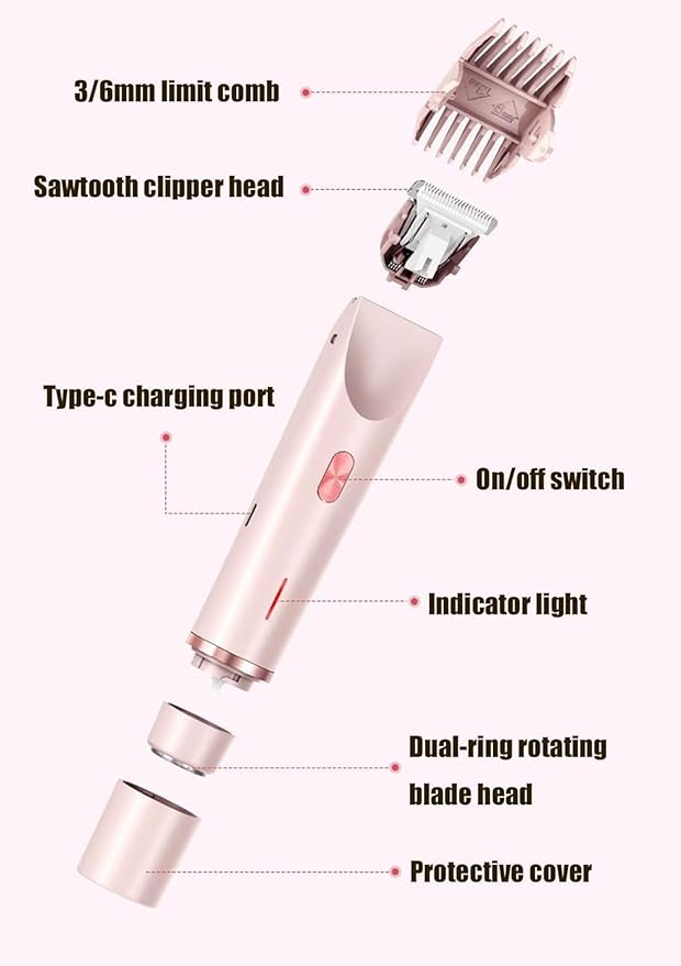 2 in 1 Bikini &amp Body Trimmer Comfort 2 in 1 Electric Lady Shaver Bikini Trimmer for Women Pubic Hair Double-Headed Waterproof Wet and Dry
