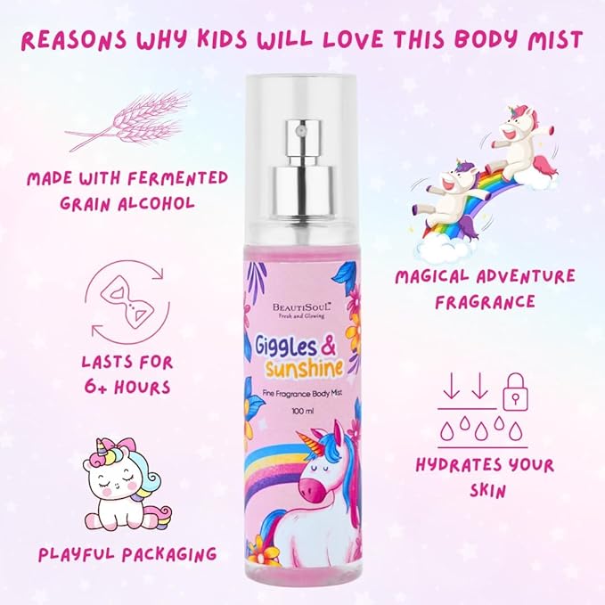 Beautisooul Giggle And Sunshine Floral Body Mist For Kids | Unicorn Body Mist For Girls | Gentle And Playful Just Like Your Little One | 100 Ml