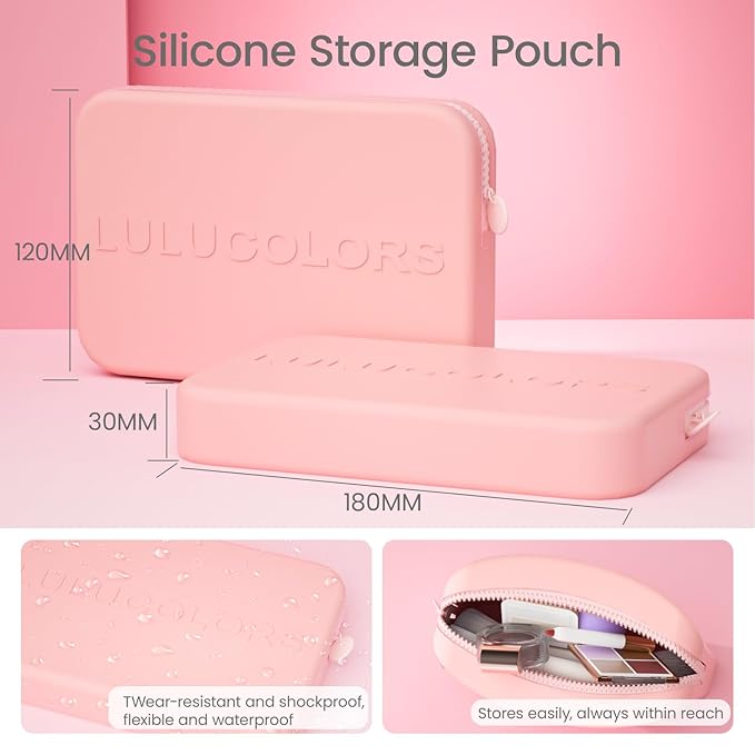 13-in-1 Dual-Ended Makeup Brush Set with Sponge &amp Travel Case ? 7 Multi-Functional Brushes for Face &amp Eyes ? Soft Bristles Wooden Handles ? Available in Cream Green or Pink (Blush Pink)