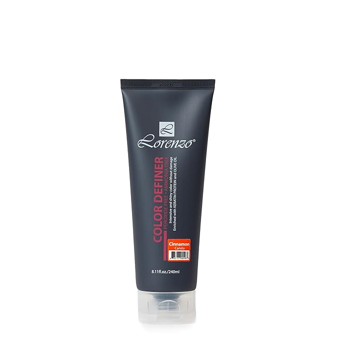 L Lorenzo Color Definer Cellophane 8.11fl.oz/240ml | Peroxide &amp Ammonia Free | Glossy hair Brilliant color without Damaged Hair | Stain Remover Inside (Cinnamon 240ml / 8.11Fl.Oz)