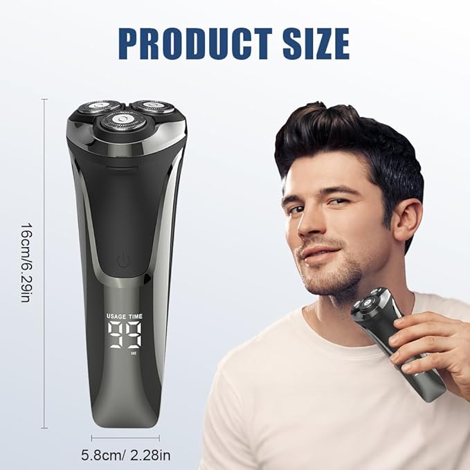 Snapbuy Electric Razor for Men 2025 New Electric Razor 4D Rotary Ipx7 Waterproof Electrics Razors Wet &amp Dry Rechargeable Electrics Shaver LCD Display (2)