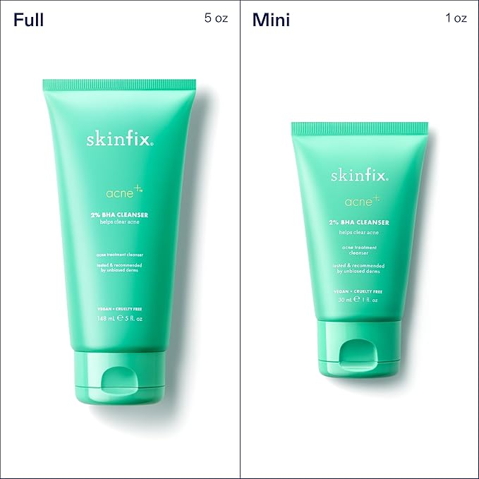 Skinfix 2% BHA Cleanser - 5 oz - Clears Acne Blemishes &amp Blackheads - Safe for All Types of Acne - Fragrance Free - Vegan Cruelty Free