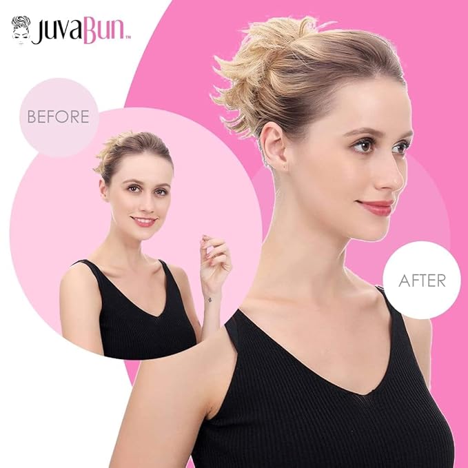 JUVABUN Small Messy Bun Hair Piece - Light Gray | Curly Real Human Hair for Everyday Wear | Washable &amp Realistic Synthetic Pieces for Women's Updos | Scrunchie