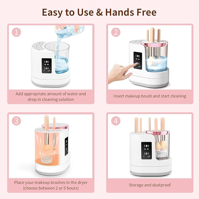 3-IN-1 Electric Makeup Brush Cleaner Machine and Dryer SBMKK Automatic Make Up Brush Cleaner Tool for All Size Brush Sponges Beauty Cosmetic Set