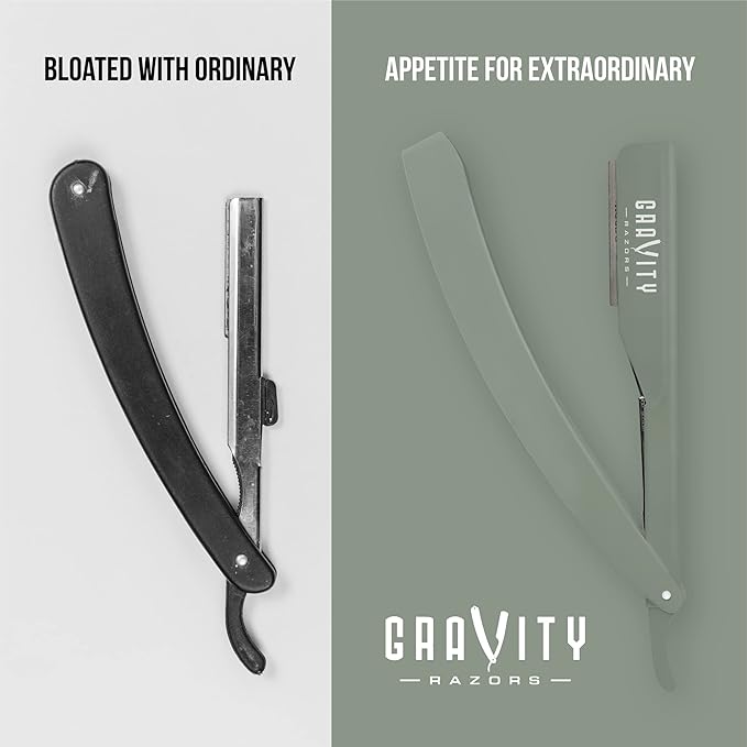 GRAVITY RAZORS Professional Straight Razor Kit ? Minimal Exposure Includes 10 Premium Blades 2mm Exposed Mint