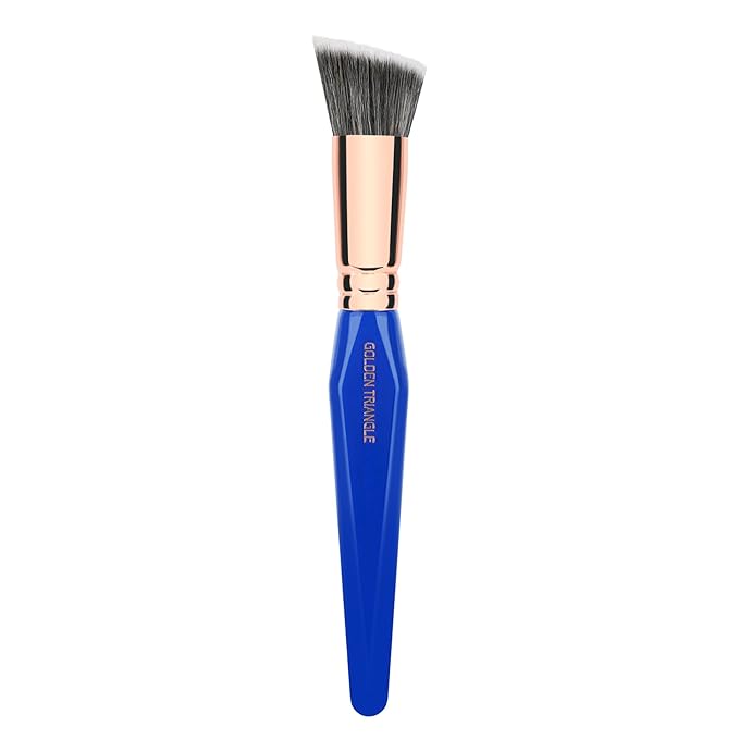 Bdellium Tools Professional Makeup Brush - Golden Triangle 956 Slanted Precision Kabuki - With All Vegan and Soft Synthetic Fibers For Perfect Complexion (Blue 1pc)