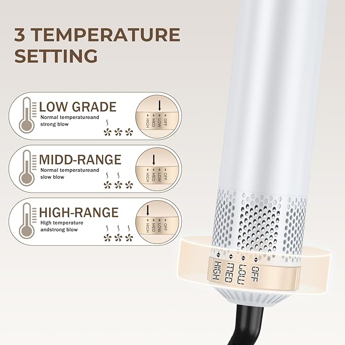 5 in 1 Blow Dryer Brush Upgrade Hair Dryer Brush Air Curler Air Curling Wrap Styler Detachable Hot Air Brush Negative Ion Curling Brush Iron Hair Styling Tools for Drying Curling Straightening