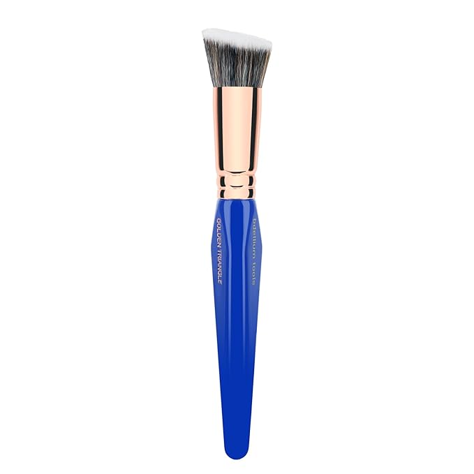 Bdellium Tools Professional Makeup Brush - Golden Triangle 956 Slanted Precision Kabuki - With All Vegan and Soft Synthetic Fibers For Perfect Complexion (Blue 1pc)