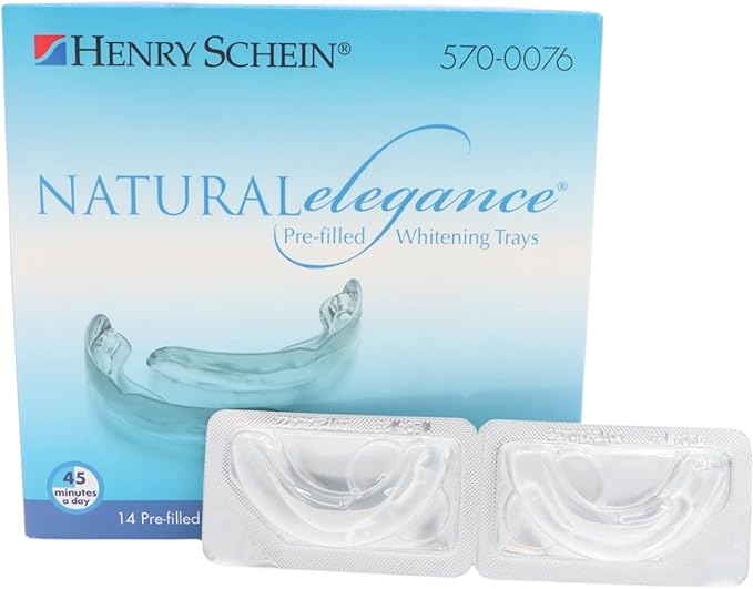 Natural Elegance at-Home Teeth Whitening Kit ? 7 Pairs of Prefilled Trays (Upper &amp Lower) ? Carbamide Peroxide Gel ? Mint Flavor