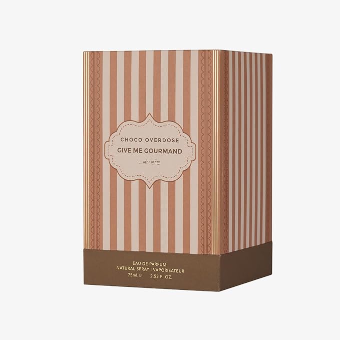 Lattafa Choco Overdose Eau de Parfum Gourmand Collection Dark Chocolate Fudge and Caramel Fragrance 75ml Spray Sweet and Elegant Give Me Gourmand Collection