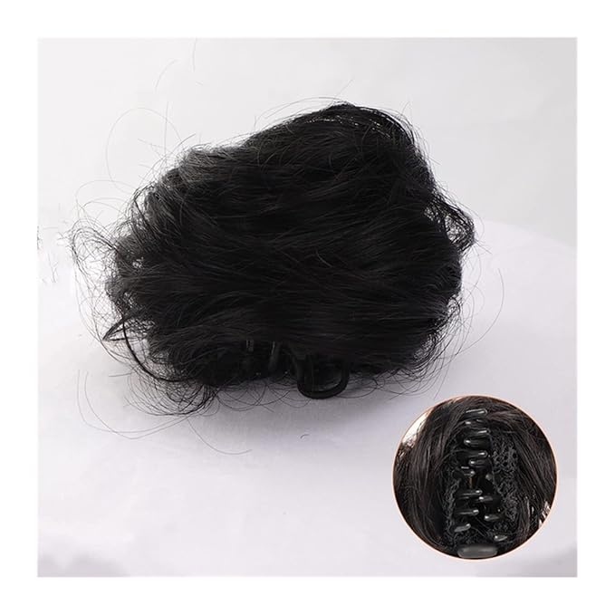 messy bun hair piece 2PCS Accessory Synthetic Hair Bun Ponytail Hairpieces for Women Girls Cat Ears Hair Donut Chignon Claw Clip in Messy Bun Mini Updo Extensions Wig hair buns hair piece ( Color : F