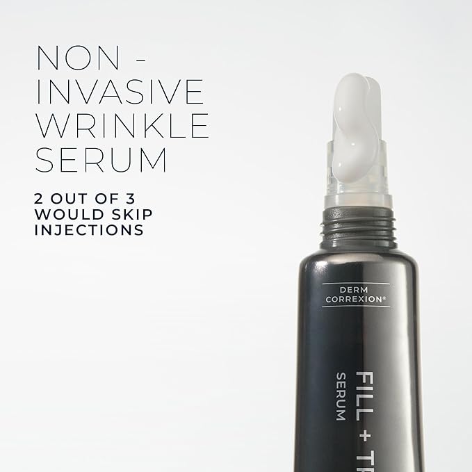 RoC Derm Correxion Fill + Treat Advanced Retinol Serum Wrinkle Filler Treatment with Hyaluronic Acid for Crow's Feet 11 Wrinkles &amp Laugh Lines (.5 fl oz) with Retinol Packette (Packaging May V