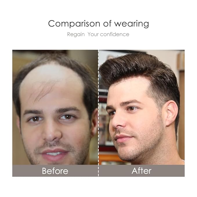 Mens Toupee Human Hair Pieces Durable Hair Replacement Systems for Men Wigs Fine Mono Hair Unit Bond #3