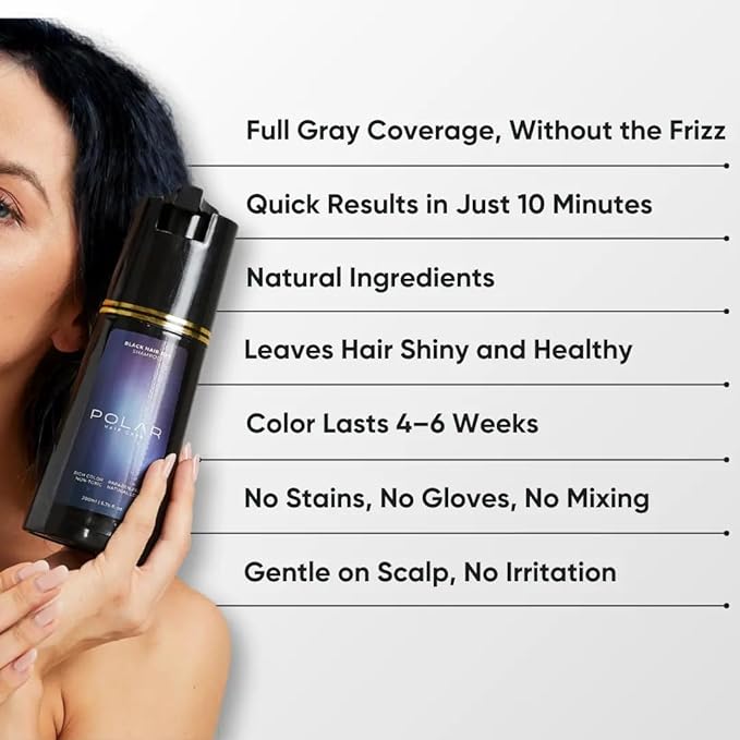 Polar Haircare - Purple Hair Dye Shampoo for Gray Hair for Women &amp Men - Natural Semi Permanent Vegan Hair Color Shampoo - Ammonia-Free Gray Hair Shampoo for Woman - 3-in-1 Gray Coverage 6.76 Fl O