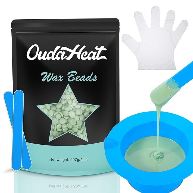 2 lb Hard Wax Beads All-purpose Wax Beans with Silicone Wax Pot for Sensitive Skin Brazilian Coarse Waxing for Bikini Face Eyebrow Back Chest Legs Armpit Women Men Rose