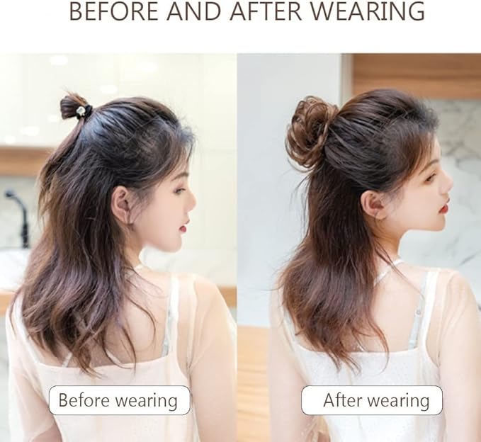 HIHELO 1-Pack Mini Claw Clip Messy Cat Ears Short Synthetic Curly Wavy Bun Extension Wig Claw Clip Women Hair Accessories (Color : 19)
