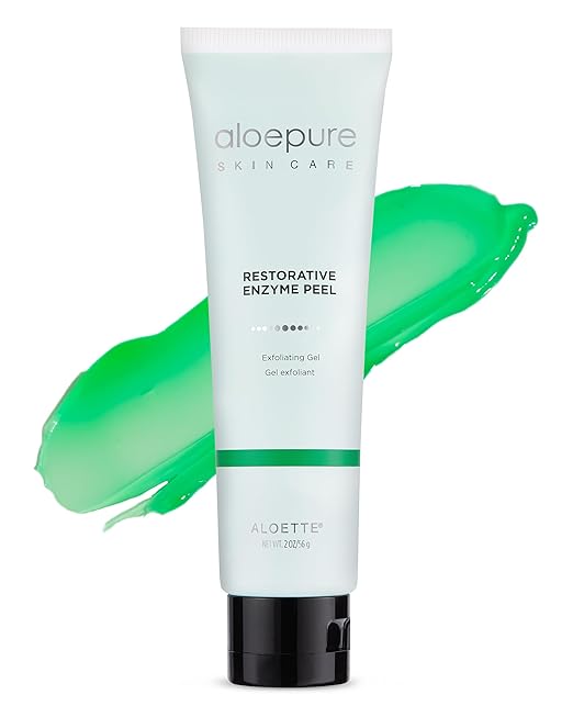 Aloette Face Peel Gel Restorative Enzyme Peel (2 Oz) - Face Peeling Exfoliating Gel for Hydrated Skin - Aloe Vera Facial Peel &amp Deep Cleansing Face Mask For All Skin Types - Glycolic Acid Alterna