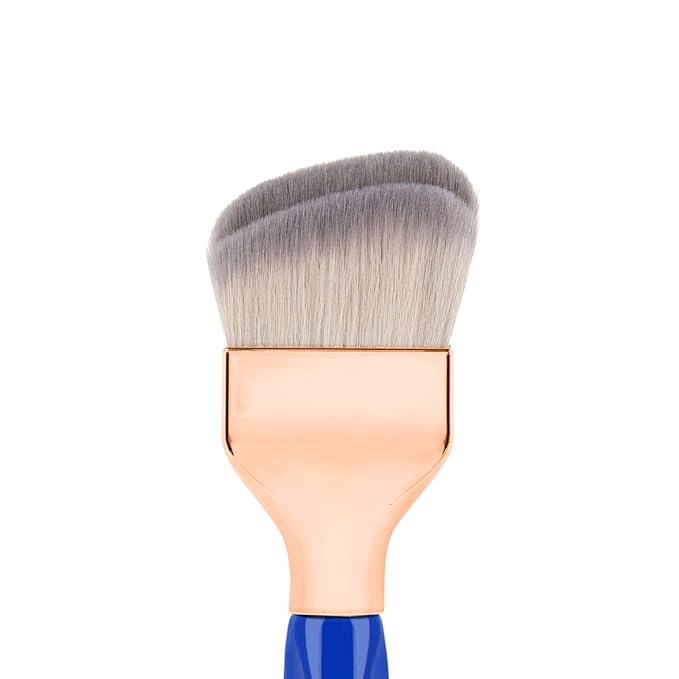 Bdellium Tools Professional Makeup Brush - Golden Triangle 971 Large Slanted Double Dome Blender - With All Vegan and Soft Synthetic Fibers For Foundation Application &amp Blending (Blue 1pc)