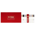 Nitro Collection by Dumont for Men ? 9pc Mini Gift Set: 8 x 0.34oz EDP Vials (Black Green Intense Platinum Red White Blue Nitro Pour Homme) + Travel Spray Case