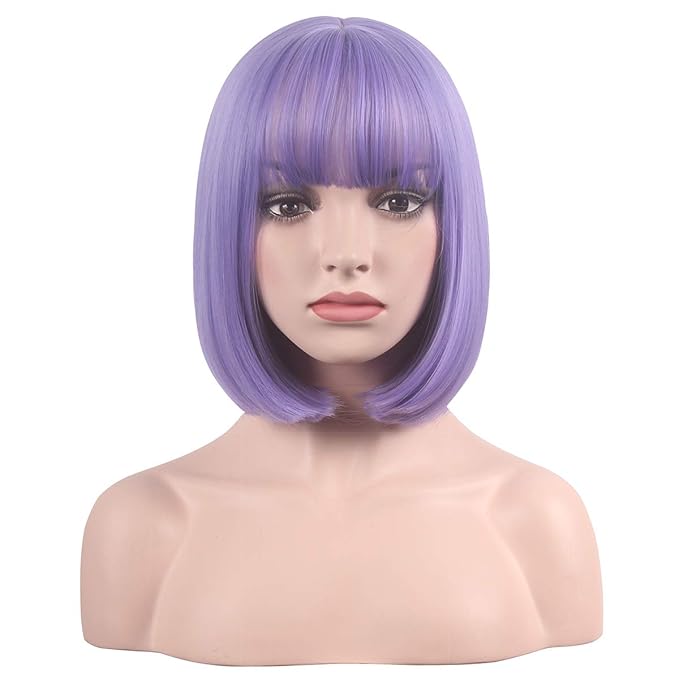 WildCos Short 12 Inches Straight Synthetic Cosplay Wig for Women (purple)