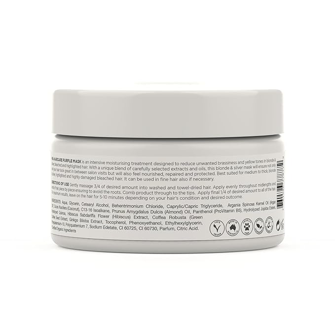 Purple Hair Mask - Tones Blonde Silver Brassy Hair - Deep Conditioning with Argan Oil ProVitamin B5 - Hydrating Repairing - Vegan Sulfate and Paraben Free - 8.45 fl oz