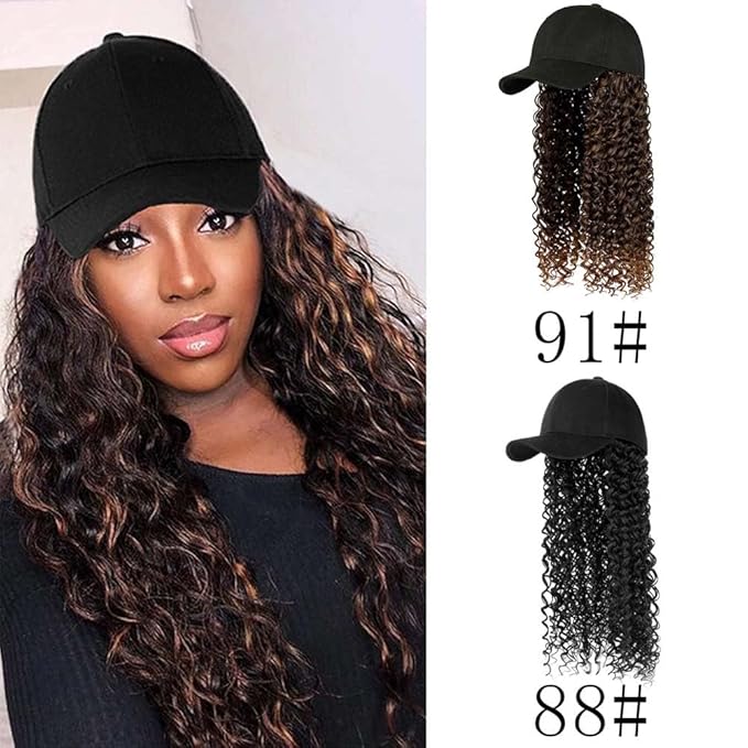 baseball cap wigs for women Extensions Adjustable Wig Hat Attached African Kinky Curly Hairpiece for Woman Girl Hair Synthetic Wavy Extensions