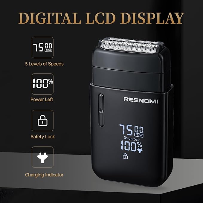 Electric Foil Shavers for Men Electric Razor for Men Face - 2 Floating Blades IPX7 Waterproof 3 Adjustable Gears LCD Display Type-C RechargeableWet/Dry Foil Shaver for Travel &amp Home Matte B