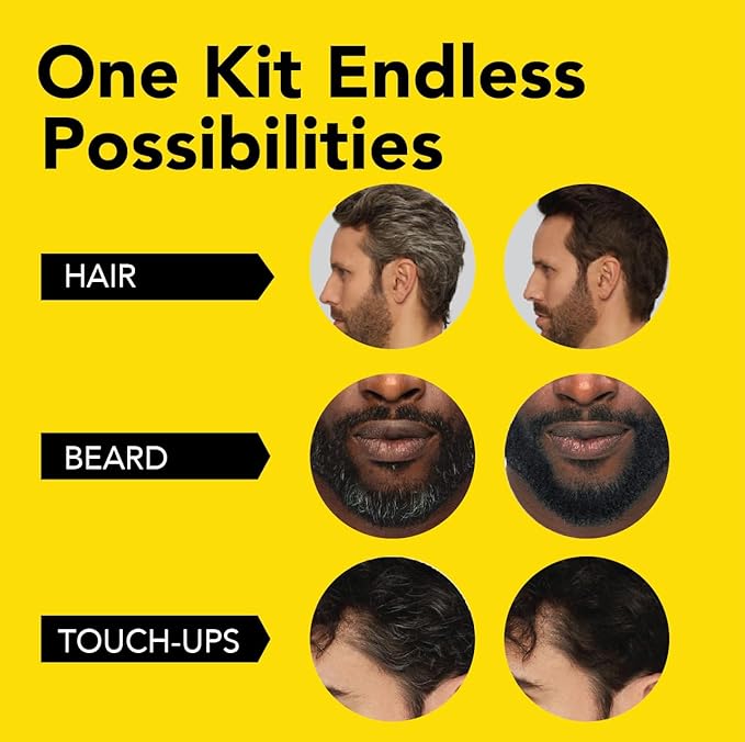 Cleverman Hair &amp Beard Dye Kit for Men All-in-One Reusable Mens Hair Color Natural Gray Coverage Ammonia-Free Beard Mustache Dye for Men (Dark Brown for Black Men)
