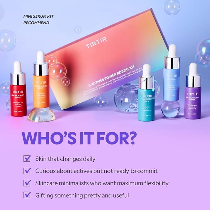 TIRTIR 5 drafts Power Serums Kit ? Korean Skin Care Set with Vitamin C Niacinamide Azelaic &amp Hyaluronic Acid Hydrating Serum Radiance Boost Nourishment Travel Essentials Skincare Gift