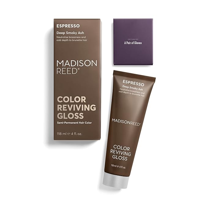 Madison Reed Color Reviving Gloss Espresso - Brown Semi-Permanent Hair Dye Enhances Hair Color &amp Corrects Tone Adds Brilliant Shine Keratin &amp Argan Oil 4 Fl Oz (118 mL)