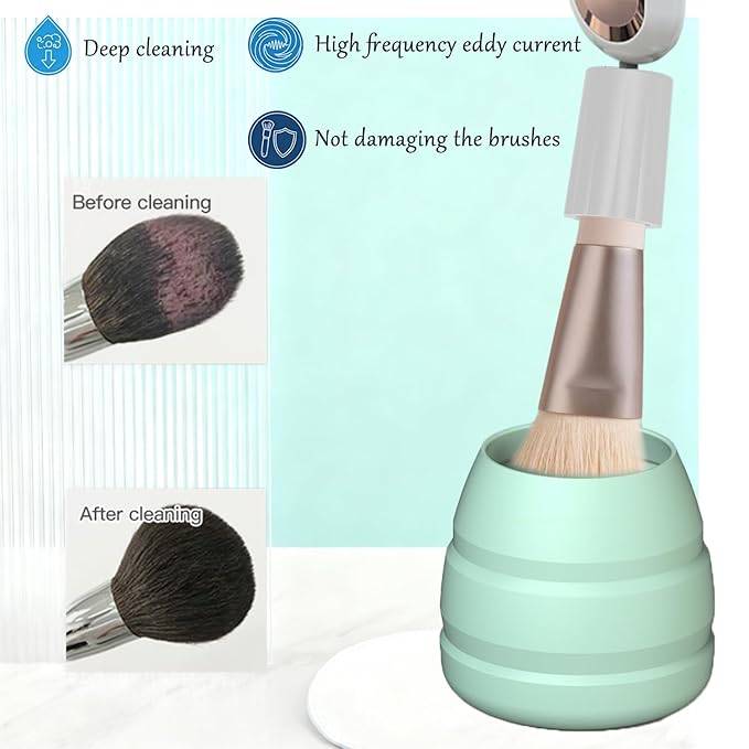 Electric Makeup Brush Cleaner Machine Integrated Cleaning and Drying Makeup Brushes &amp Tools Low-Frequency Make Up Brush Cleaner Machine