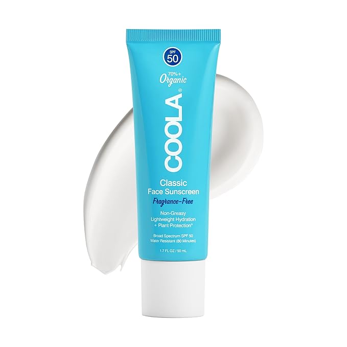 COOLA Organic Face Sunscreen SPF 50 Sunblock Lotion Dermatologist Tested Skin Care for Daily Protection Vegan and Gluten Free Fragrance Free 1.7 Fl Oz.