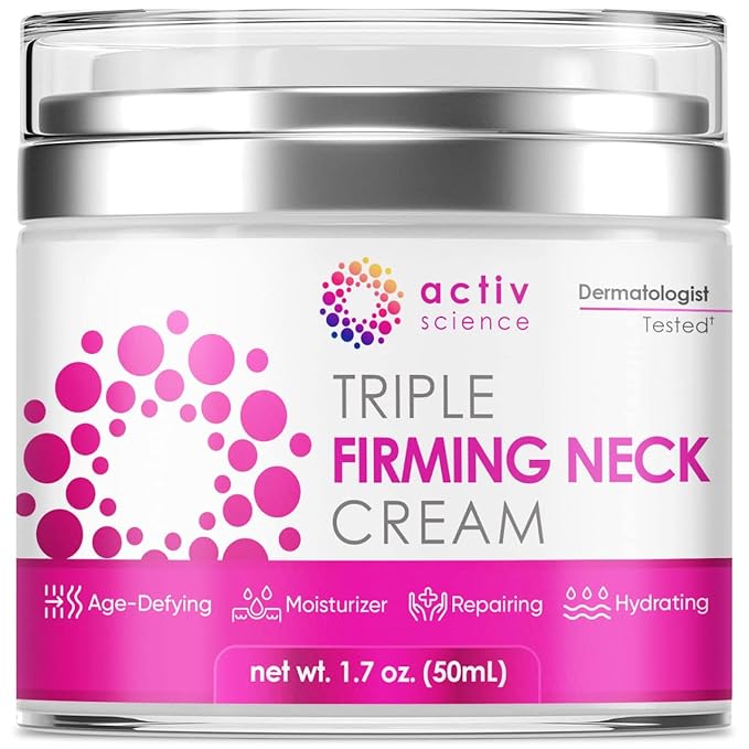 ACTIVSCIENCE Neck Firming Cream - Natural Anti-Aging Facial Moisturizer with Retinol Collagen &amp Hyaluronic Acid - Day &amp Night Anti-Wrinkle Cream - Firming Hydrating Face Cream
