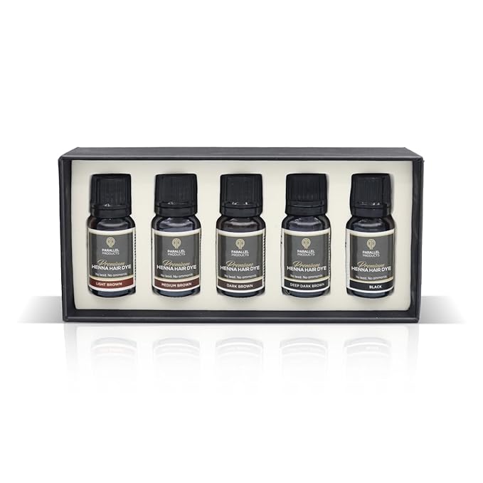 Parallel Products Henna Color Kit - Professional Hair Tint and Root Touch Up - 3 Gram Mini-Collection for Grey Coverage