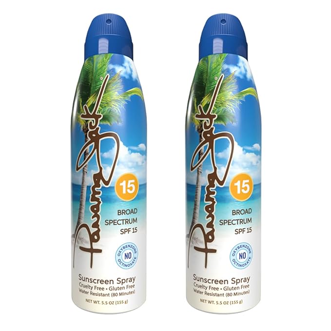 Panama Jack Continuous Spray Sunscreen - SPF 15 Broad Spectrum UVA/UVB Protection PABA Paraben Gluten &amp Cruelty Free Water Resistant (80 Minutes) 5.5 OZ (Pack of 6)