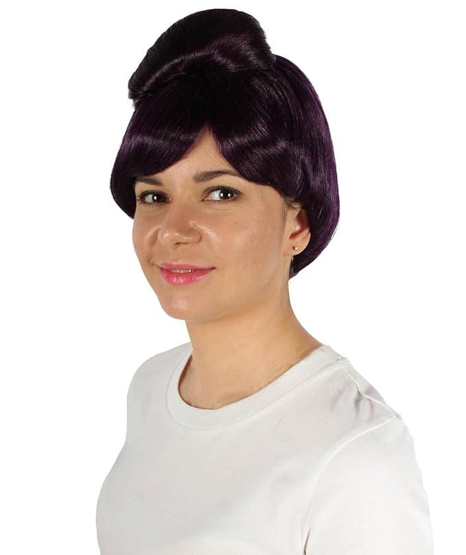 Women's Premium Bun Wig - Adjustable Capless Hair extensions with Realistic Synthetic Fibers - Multi-Color Elegant Bun Hairpiece for Halloween Cosplay and Everyday Wear Dark Purple