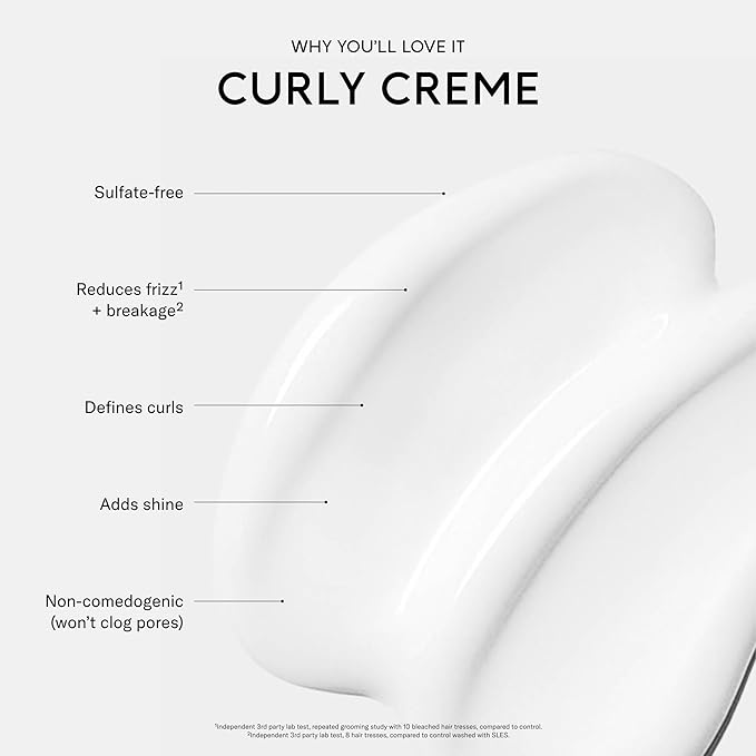 SEEN Curly Creme Fragrance Free - Non-Comedogenic &amp Curl Defining Styling Hair Cream- Anti Frizz- Heat Protectant- Safe for Sensitive Skin
