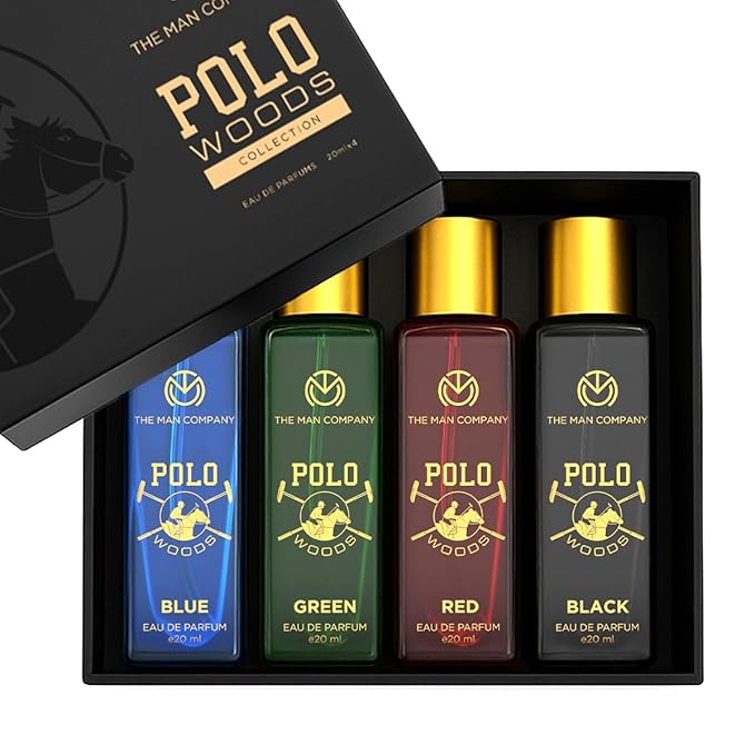 The Man Company Specially Curated Perfume Gift Set For Men Spray - 4X20Ml - Polo Woods Collection | Premium Long-Lasting Fragrance | Luxury Eau De Parfum | Gift Set For Him