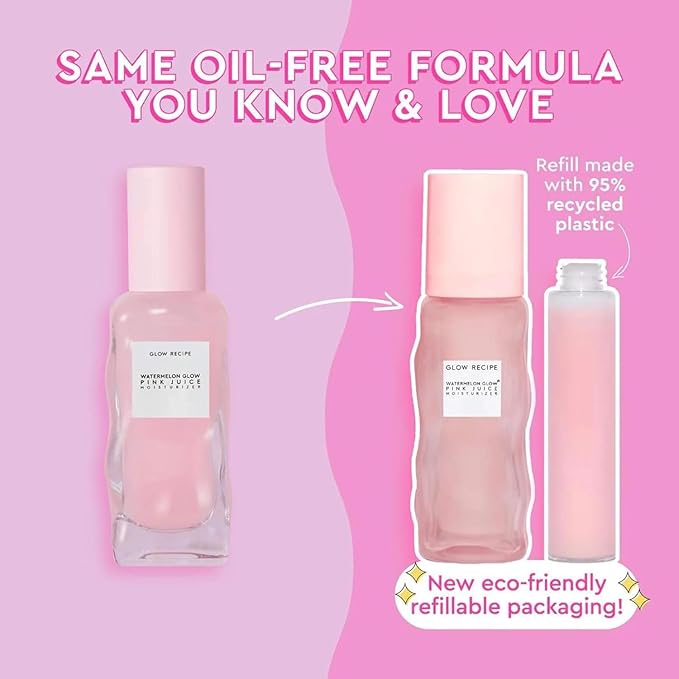 Glow Recipe Refill Pink Juice Water Gel Face Moisturizer for Women Men &amp Teens - Hydrating Hyaluronic Acid Radiance Boosting Non-Comedogenic Oil-Free Lasting Korean Skin Care for Oily Skin 6