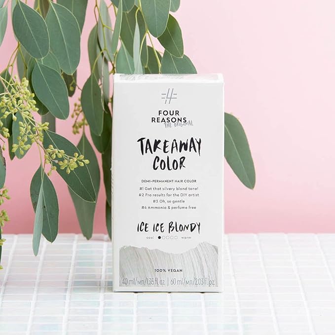 Four Reasons Original Takeaway Color - Ice Ice Blondy ? 10.01 Bright Ash Blonde - Demi-Permanent Hair Color - Ammonia-Free and Fragrance-Free Hair Dye - 100% Vegan &amp Cruelty Free