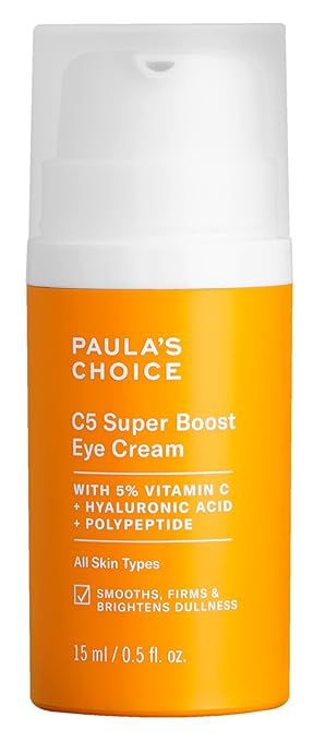 Paula's Choice C5 Super Boost Eye Cream for Dark Circles Puffy Eyes Fine Lines &amp Crow?™s Feet Eye Repair Cream with 5% Vitamin C Hyaluronic Acid &amp Peptides Fragrance Free 0.5 fl oz