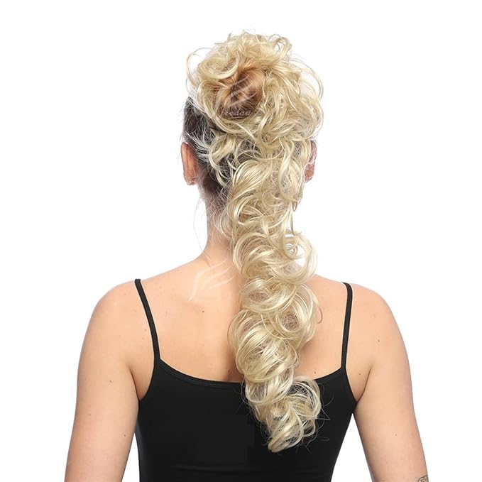 Hair Accessories Messy Bun Ponytail Hair Extensions 80cm Long with Elastic Rubber Band Synthetic Fluffy Wrap Wig Women Hair Bun Hair Pieces For Women(#1)