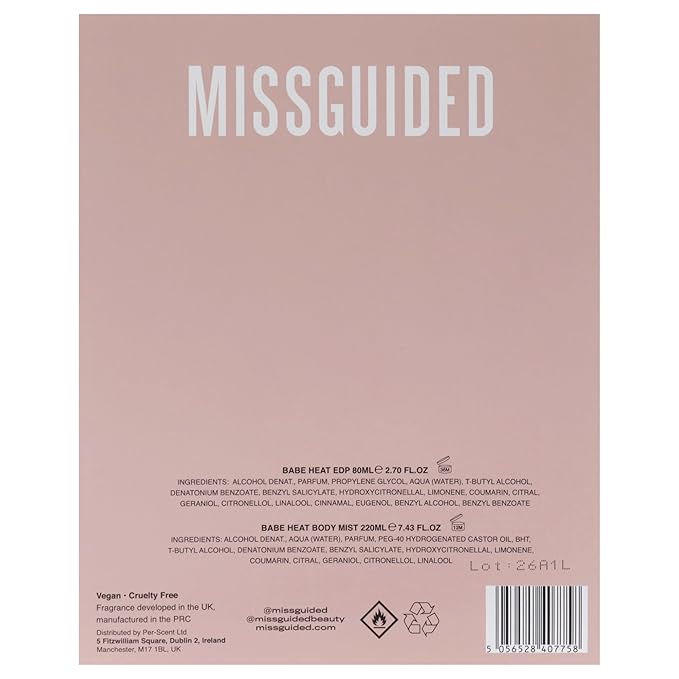 Missguided Babe Heat for Women - 2 Pc Gift Set 2.7oz EDP Spray 7.4oz Body Mist