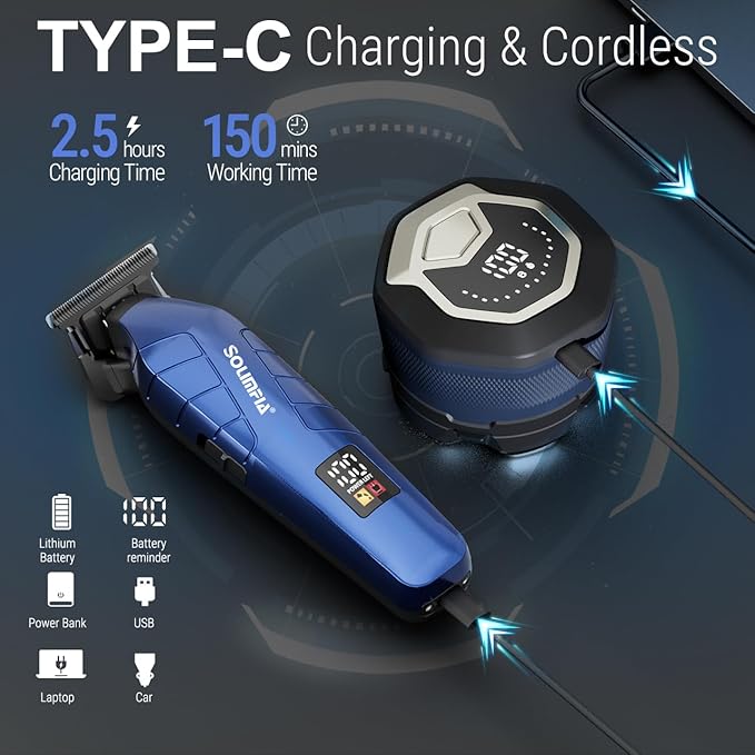 SOLIMPIA Upgraded Head Shavers for Bald Men Hair Trimmer Kit Magnetic Electric Razor Large Battery Capacity Rechargeable LED Display Beard Trimmer Waterproof Wet/Dry Head Shaver
