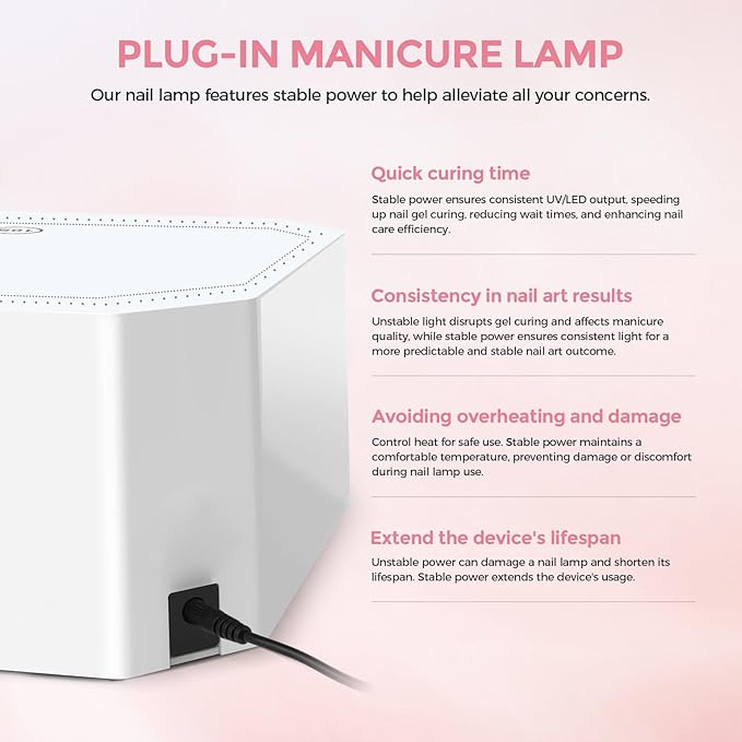 Lavinda 54W Corded UV LED Nail Lamp for Gel Nails - Plug-in Professional Nail Dryer with Fast Curing 4 Timers Touch Screen Compatible with All Gel Polishes (White)