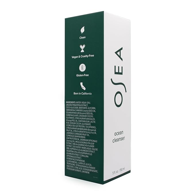 OSEA Ocean Cleanser 5 oz - Nourishing Facial Cleansing Gel - Mineral-Rich Face Wash - Gentle Face Cleanser - Clean Beauty Skincare - Vegan &amp Cruelty-Free Facial Wash