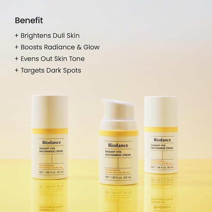 BIODANCE Radiant Vita Niacinamide Cream Brightening Dark Spot Correcting Facial Moisturizer Korean Skincare Stocking stuffers for teen girls | 1.69 fl.oz 50ml
