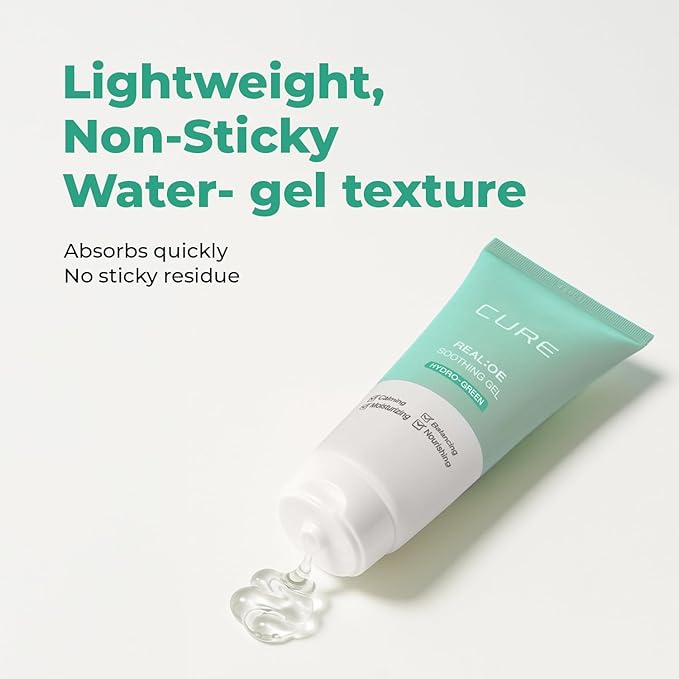 CURE Aloe Vera Gel with 90.52% Leaf Juice Soothing &amp Hydrating Korean Skin Care for Sun-Exposed or Dry Skin 5.07 fl oz Refreshing Gel Moisturizer for Face &amp Body