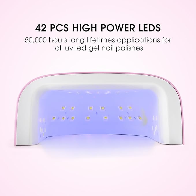 Rechargeable LED Nail Lamp 60W Portable Wireless Nail Dryer UV Gel Polish Light with LCD Display Auto Sensor and 4 Timer Settings Professional Curing Lamp with 42 LED Beads for Salon